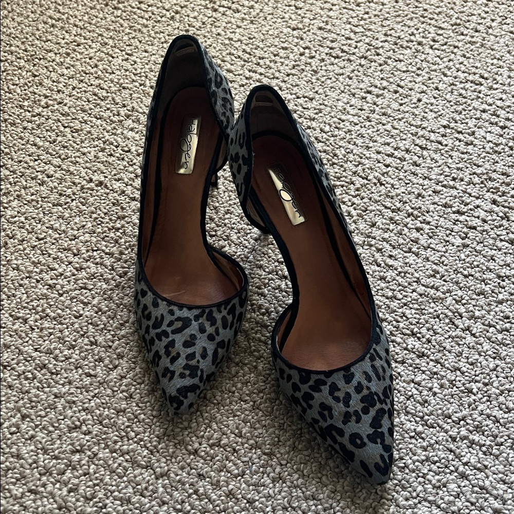 Halogen Gray Animal Print Calf Fur Suede Stiletto Pump Heels Women Size 7.5